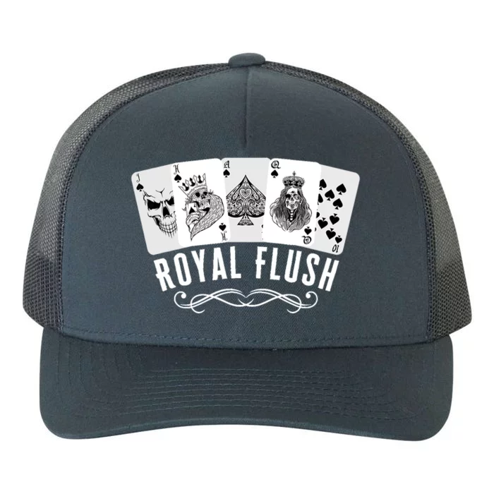 Royal Spade Flush Skeleton King Queen Spades Poker Gift Yupoong Adult 5-Panel Trucker Hat