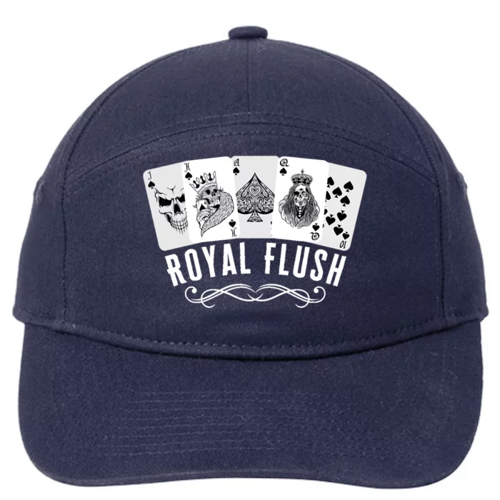 Royal Spade Flush Skeleton King Queen Spades Poker Gift 7-Panel Snapback Hat