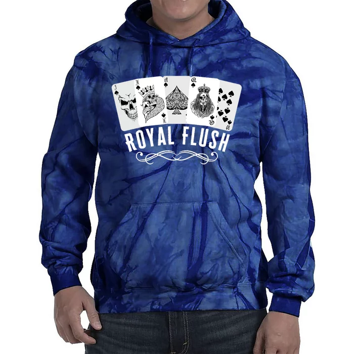 Royal Spade Flush Skeleton King Queen Spades Poker Gift Tie Dye Hoodie