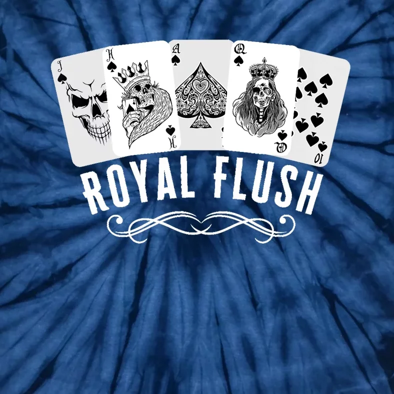 Royal Spade Flush Skeleton King Queen Spades Poker Gift Tie-Dye T-Shirt