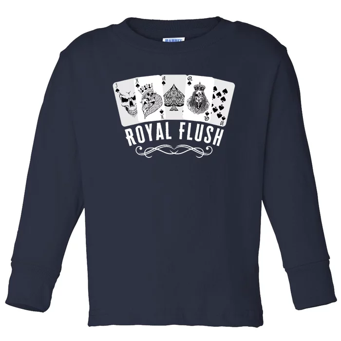 Royal Spade Flush Skeleton King Queen Spades Poker Gift Toddler Long Sleeve Shirt