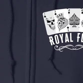 Royal Spade Flush Skeleton King Queen Spades Poker Gift Full Zip Hoodie