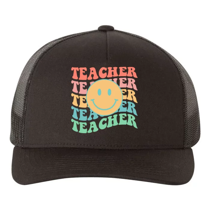 Retro Smiley Face Teacher Colorful Yupoong Adult 5-Panel Trucker Hat