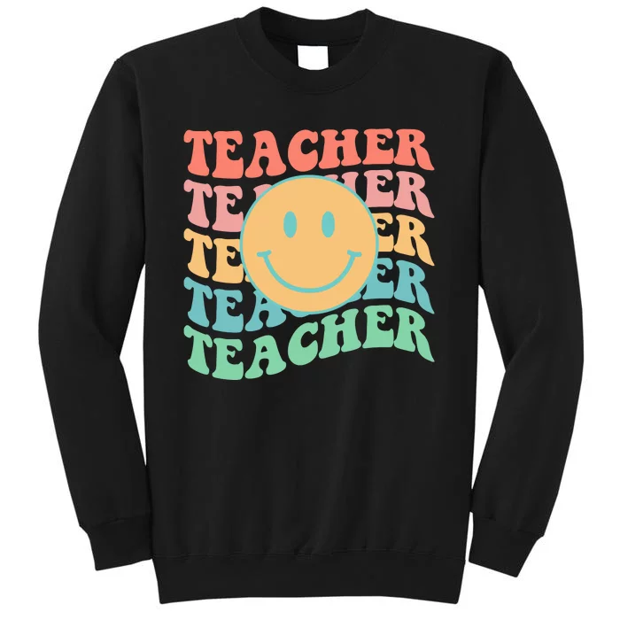 Retro Smiley Face Teacher Colorful Sweatshirt