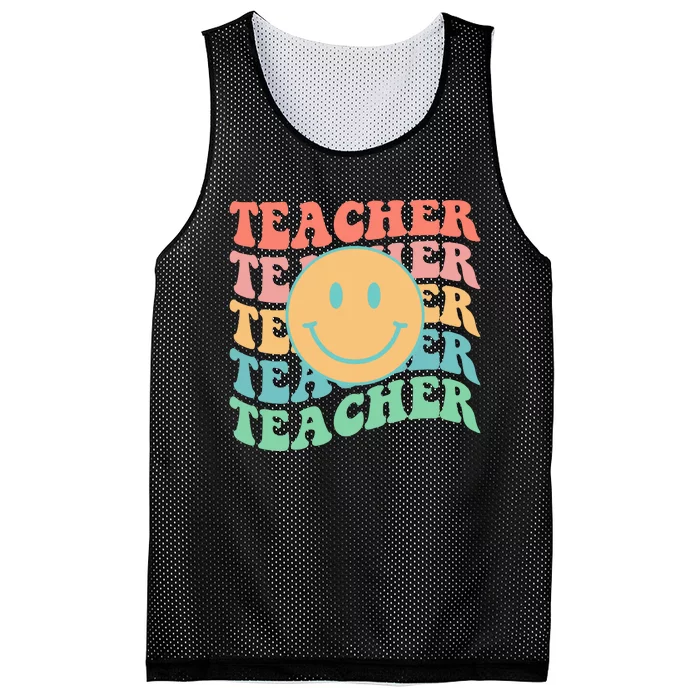 Retro Smiley Face Teacher Colorful Mesh Reversible Basketball Jersey Tank