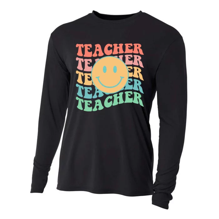 Retro Smiley Face Teacher Colorful Cooling Performance Long Sleeve Crew