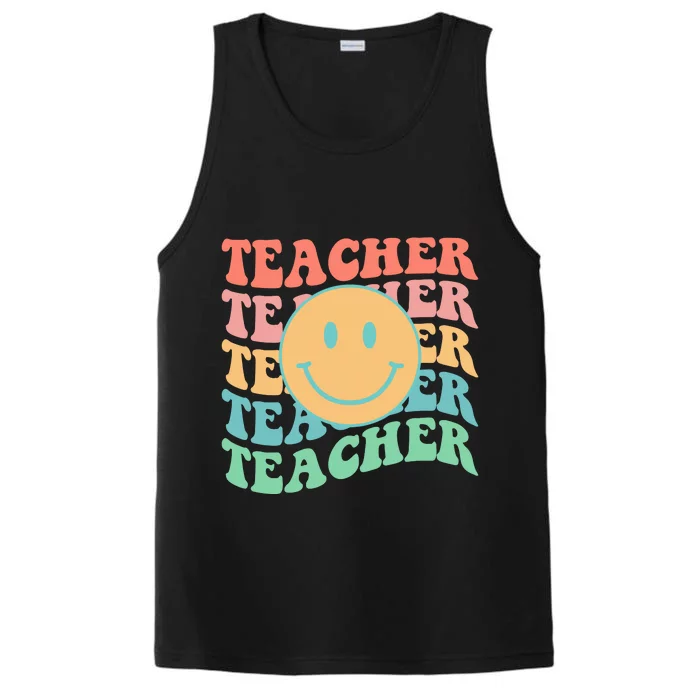 Retro Smiley Face Teacher Colorful Performance Tank