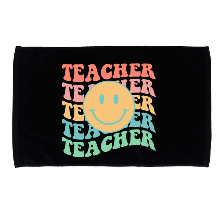 Retro Smiley Face Teacher Colorful Microfiber Hand Towel