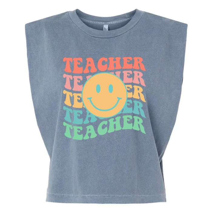 Retro Smiley Face Teacher Colorful Garment-Dyed Women's Muscle Tee