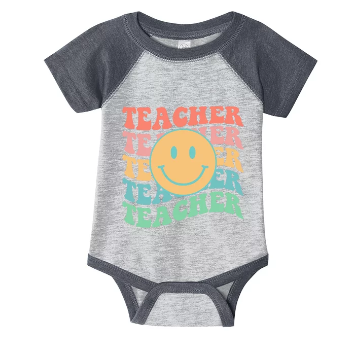 Retro Smiley Face Teacher Colorful Infant Baby Jersey Bodysuit