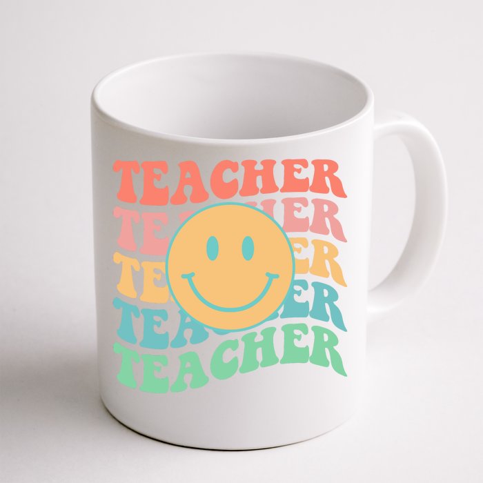 Retro Smiley Face Teacher Colorful Front & Back Coffee Mug