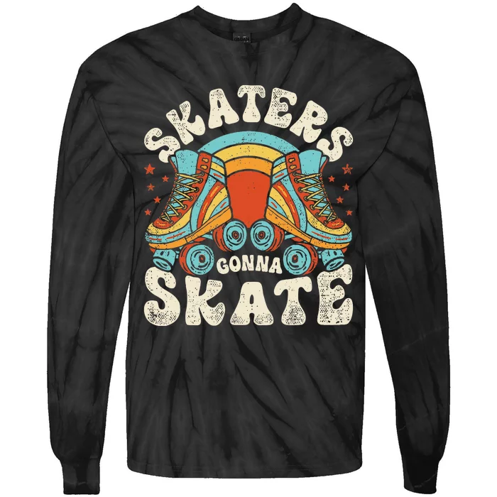 Roller Skating Funny Skaters Gonna Skate Retro 70s 80s Tie-Dye Long Sleeve Shirt