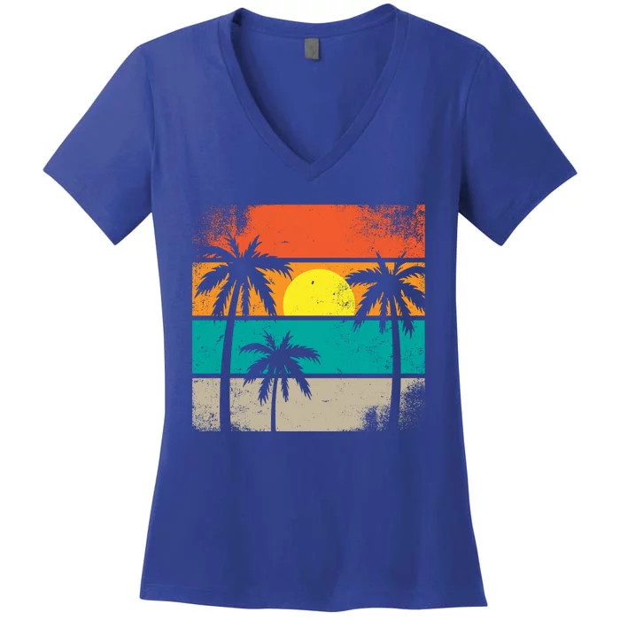 Retro Summer Funny Beach Life Vintage Women's V-Neck T-Shirt