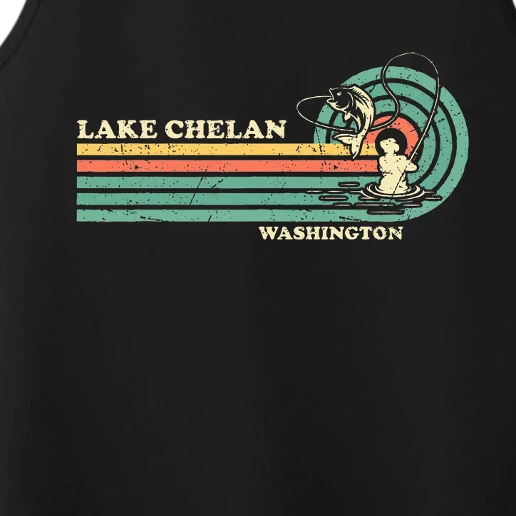 Retro Summer Fishing Washington Chelan Lake Performance Tank