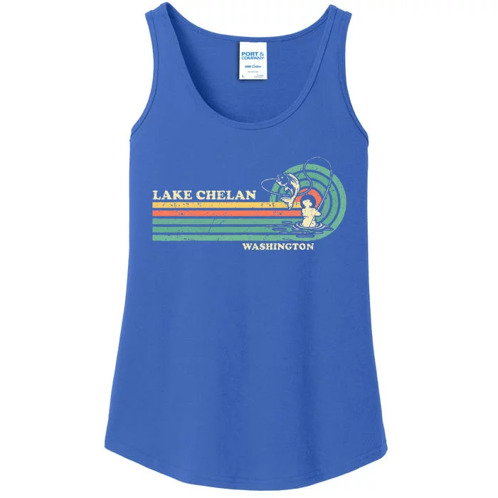 Retro Summer Fishing Washington Chelan Lake Ladies Essential Tank