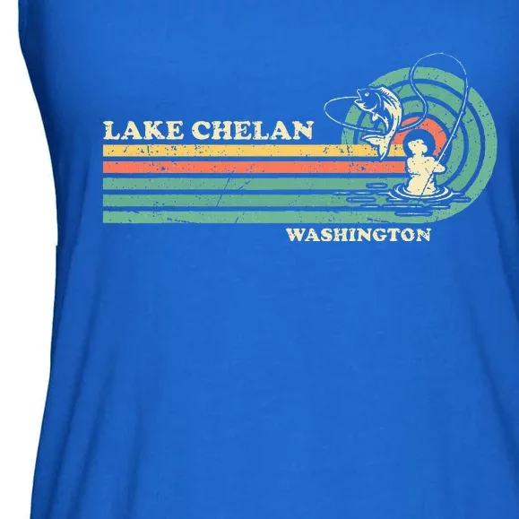 Retro Summer Fishing Washington Chelan Lake Ladies Essential Flowy Tank