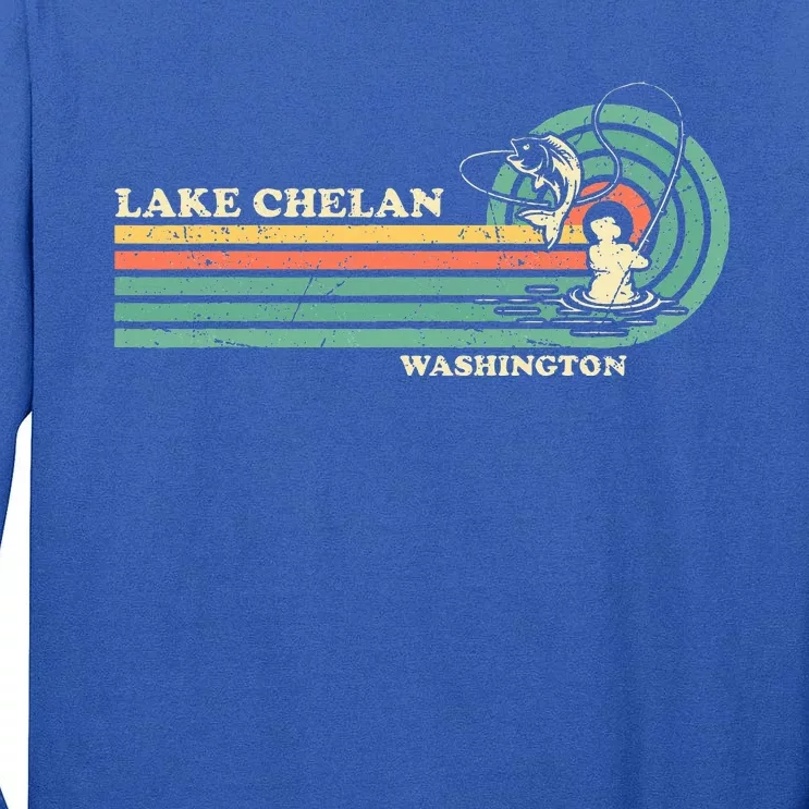 Retro Summer Fishing Washington Chelan Lake Tall Long Sleeve T-Shirt