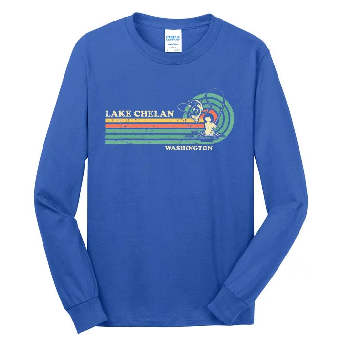 Retro Summer Fishing Washington Chelan Lake Tall Long Sleeve T-Shirt