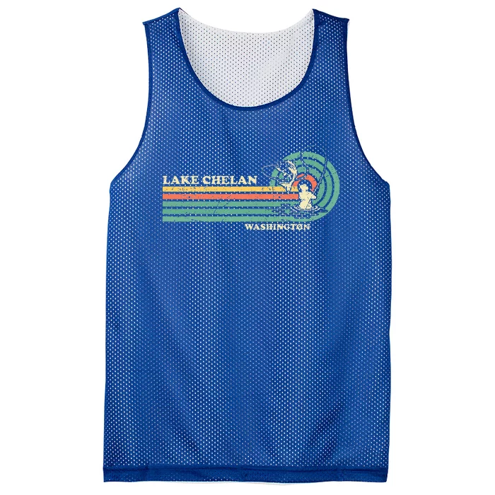 Retro Summer Fishing Washington Chelan Lake Mesh Reversible Basketball Jersey Tank