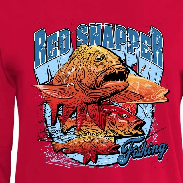 Red Snapper Fishing Womens Cotton Relaxed Long Sleeve T-Shirt