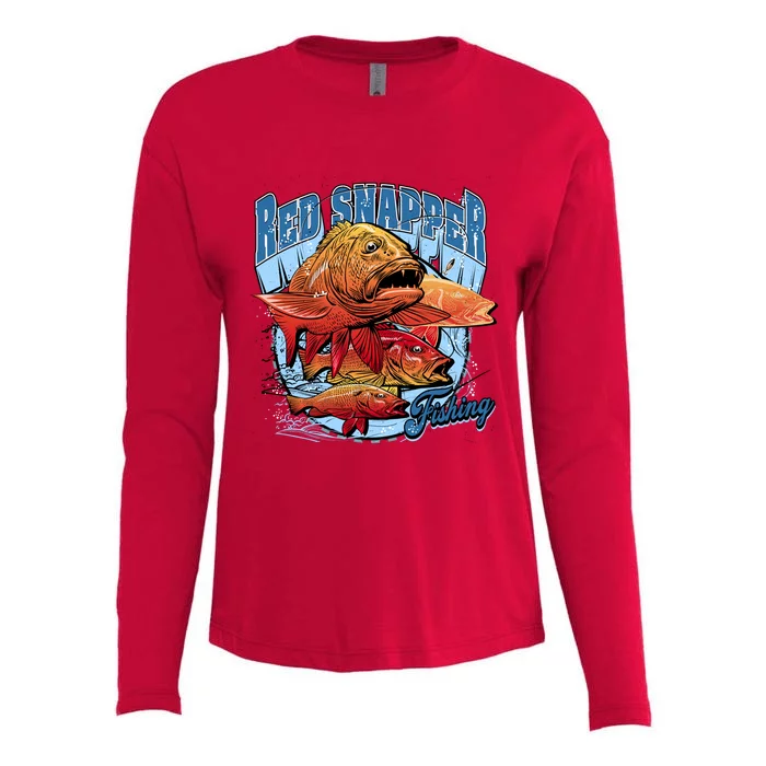 Red Snapper Fishing Womens Cotton Relaxed Long Sleeve T-Shirt