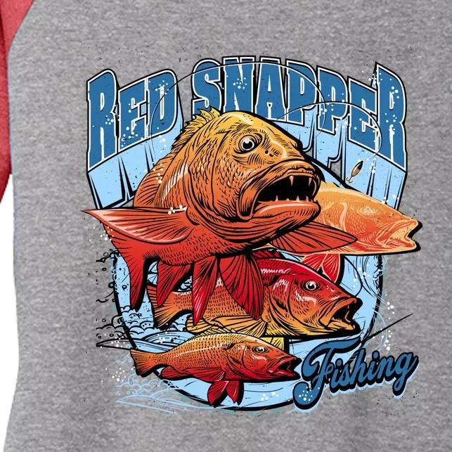 Red Snapper Fishing Women's Tri-Blend 3/4-Sleeve Raglan Shirt