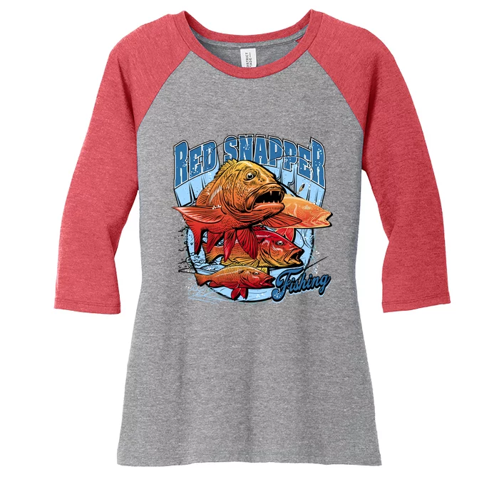 Red Snapper Fishing Women's Tri-Blend 3/4-Sleeve Raglan Shirt