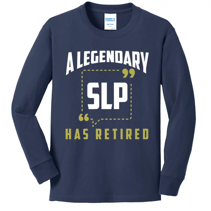 Retired SLP Funny Speech Pathologist Retirement Gift Kids Long Sleeve Shirt