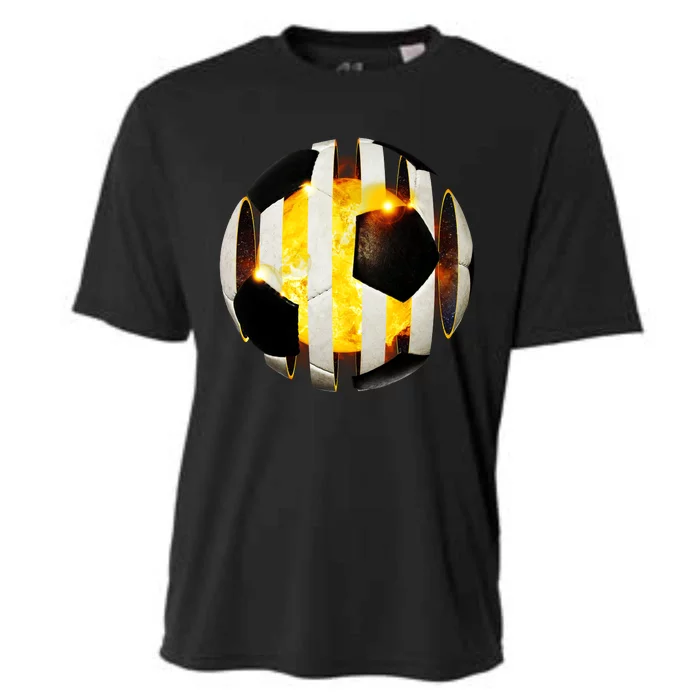 Ripped Soccer Futbol Fire Ball Cooling Performance Crew T-Shirt