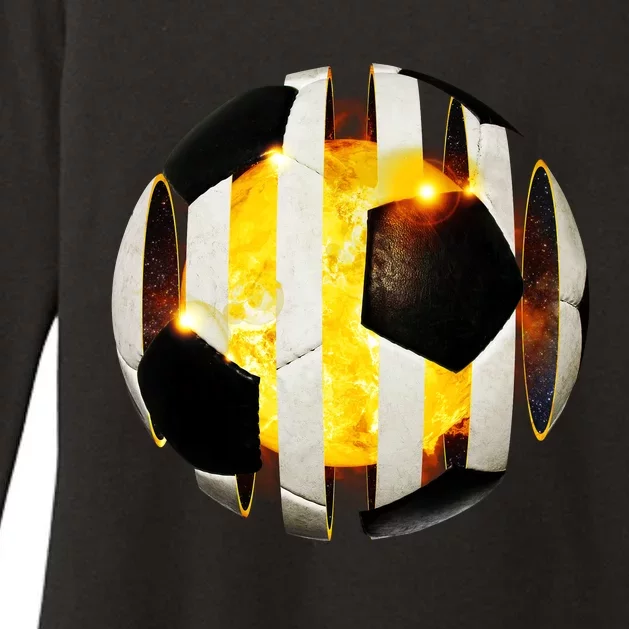 Ripped Soccer Futbol Fire Ball Womens CVC Long Sleeve Shirt