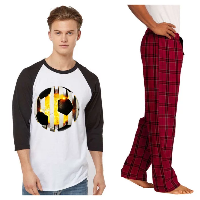 Ripped Soccer Futbol Fire Ball Raglan Sleeve Pajama Set