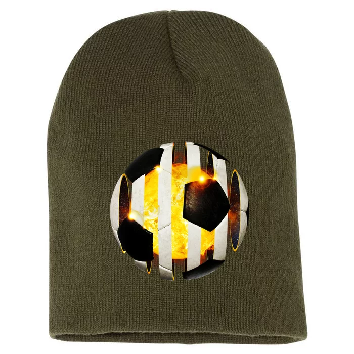 Ripped Soccer Futbol Fire Ball Short Acrylic Beanie