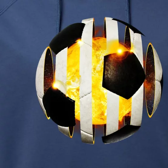 Ripped Soccer Futbol Fire Ball Performance Fleece Hoodie