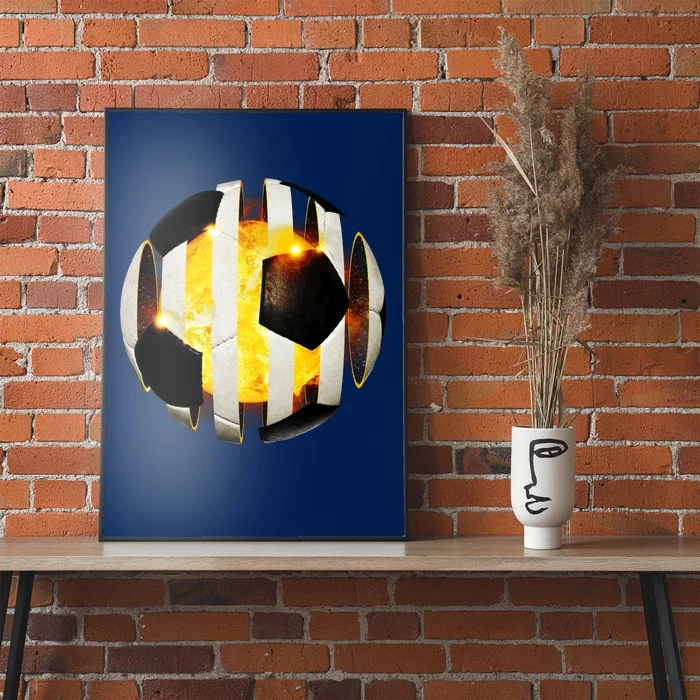 Ripped Soccer Futbol Fire Ball Poster