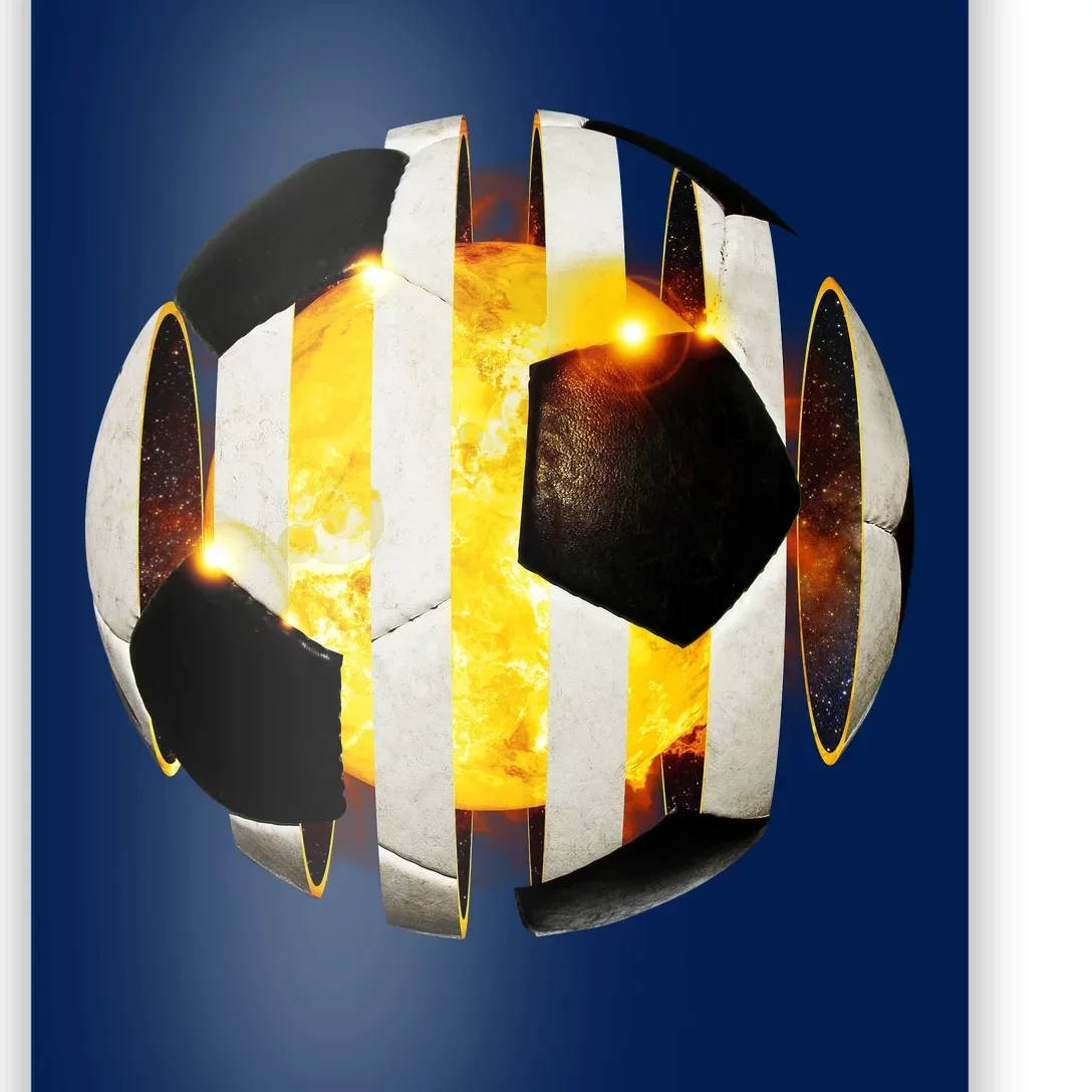 Ripped Soccer Futbol Fire Ball Poster