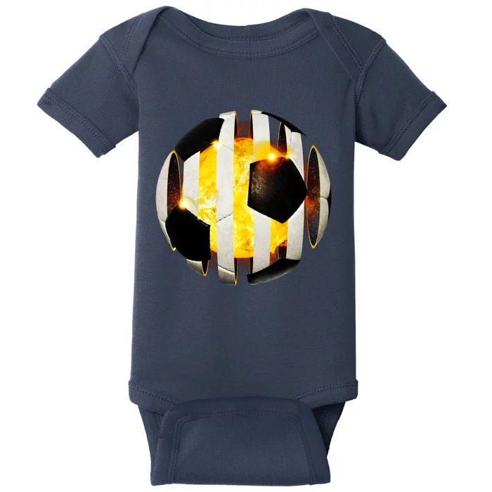 Ripped Soccer Futbol Fire Ball Baby Bodysuit