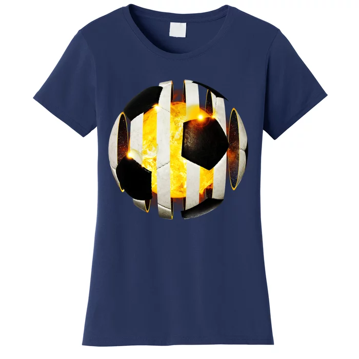 Ripped Soccer Futbol Fire Ball Women's T-Shirt