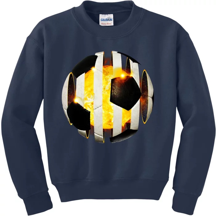 Ripped Soccer Futbol Fire Ball Kids Sweatshirt