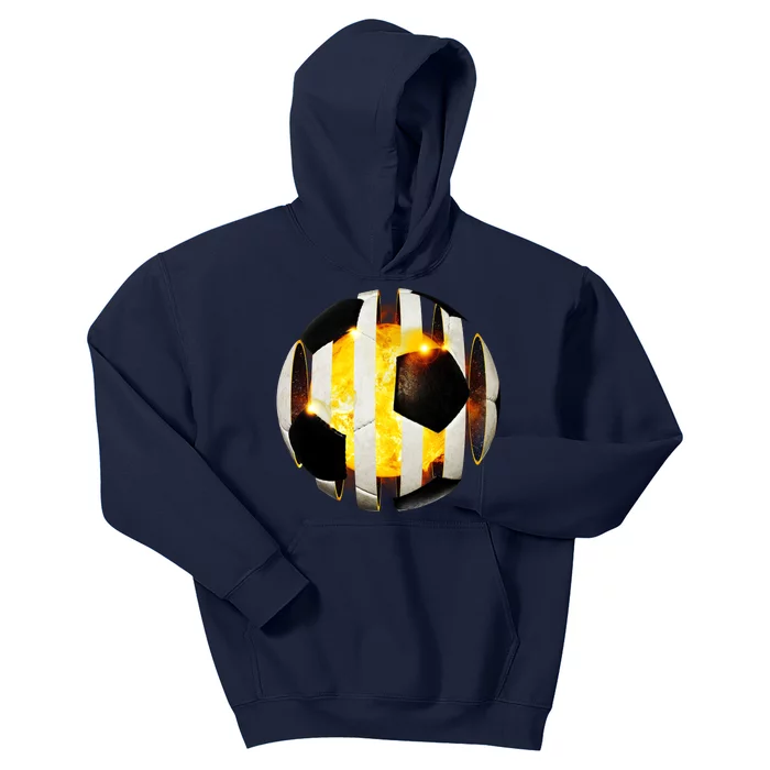 Ripped Soccer Futbol Fire Ball Kids Hoodie