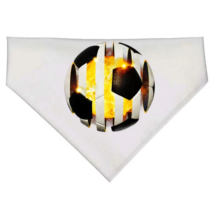 Ripped Soccer Futbol Fire Ball USA-Made Doggie Bandana