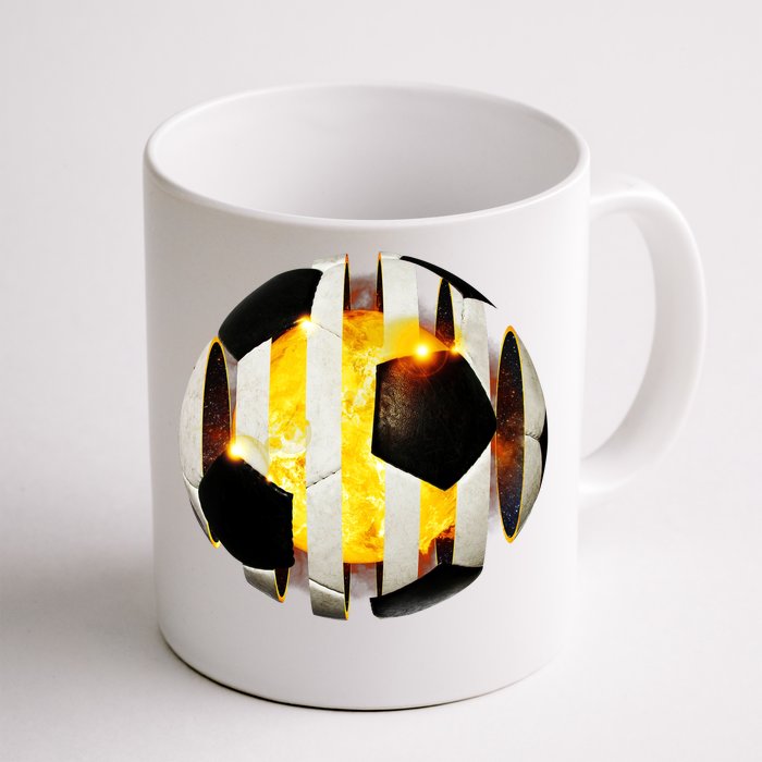 Ripped Soccer Futbol Fire Ball Front & Back Coffee Mug