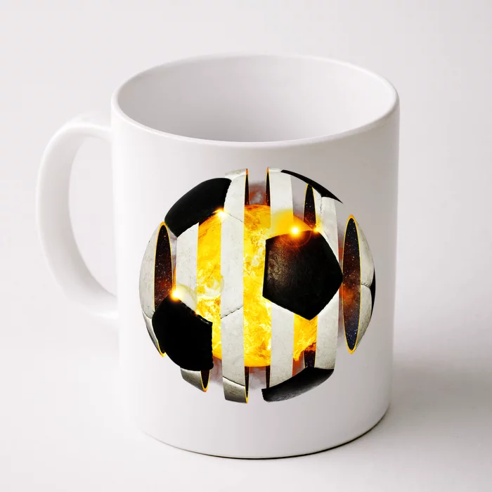 Ripped Soccer Futbol Fire Ball Front & Back Coffee Mug