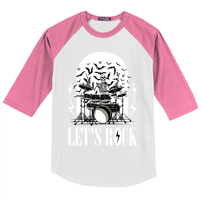 Rocker Skeleton Funny Gift Kids Colorblock Raglan Jersey