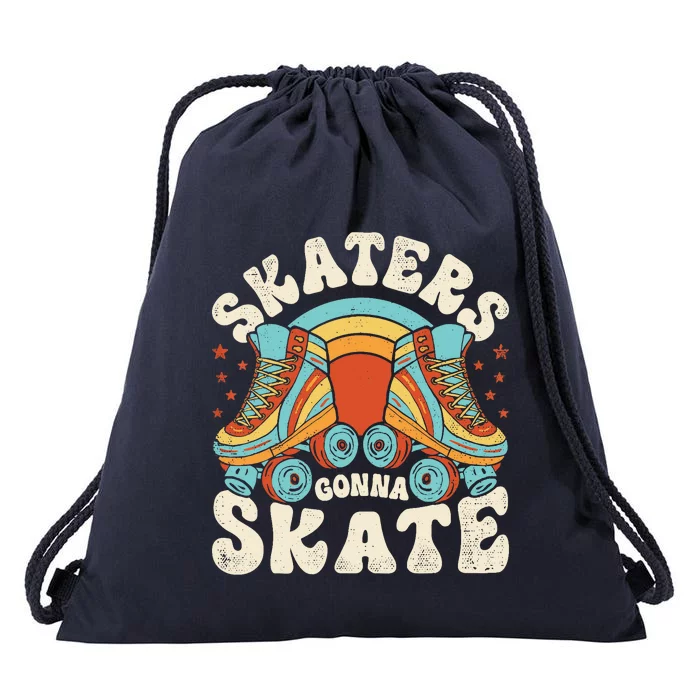 Roller Skating Funny Skaters Gonna Skate Retro 70s 80s Girl Drawstring Bag