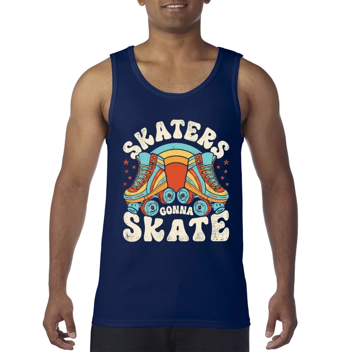 Roller Skating Funny Skaters Gonna Skate Retro 70s 80s Girl Tank Top