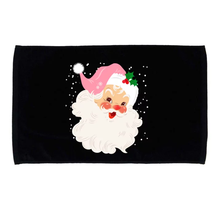 Retro Santa Face In Pink Hat Vintage Christmas Santa Claus Funny Gift Microfiber Hand Towel