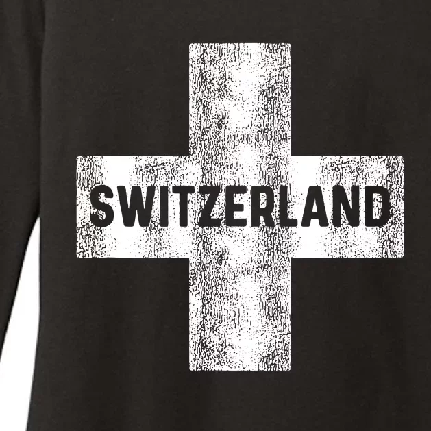 Retro Swiss Flag Of Switzerland Women Souvenir Gift Womens CVC Long Sleeve Shirt