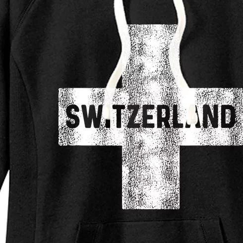 Retro Swiss Flag Of Switzerland Women Souvenir Gift Women's Fleece Hoodie