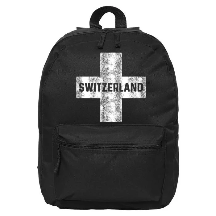 Retro Swiss Flag Of Switzerland Women Souvenir Gift 16 in Basic Backpack