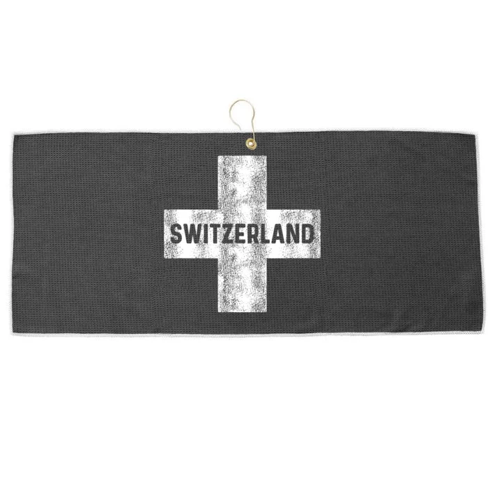 Retro Swiss Flag Of Switzerland Women Souvenir Gift Large Microfiber Waffle Golf Towel